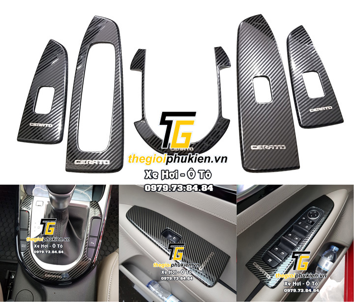 Bộ ốp nội thất Vân Carbon cao cấp dành cho xe Kia Cerato 2019-2020