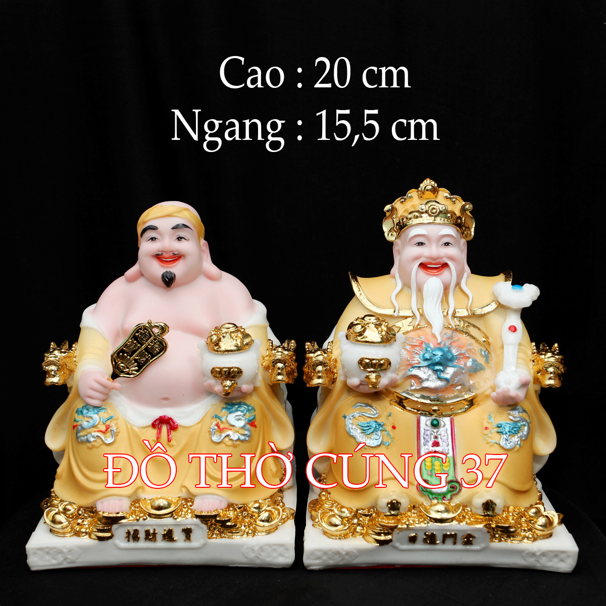 [ Cao 20 cm ] TƯỢNG THẦN TÀI  THỔ ĐỊA  ÁO VÀNG CHẤT LIỆU BỘT ĐÁ + COMPOSITE