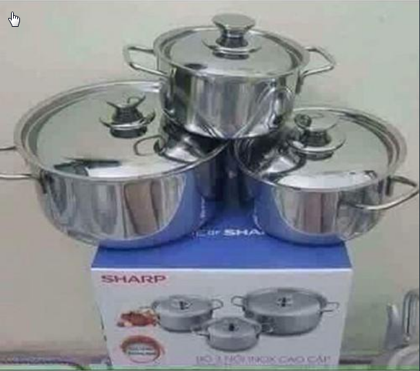 Bộ 3 Nồi INOX Sharp Dùng Được Cho Bếp Từ