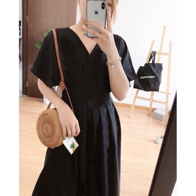 Đầm cánh dơi xếp li form to 2 màu