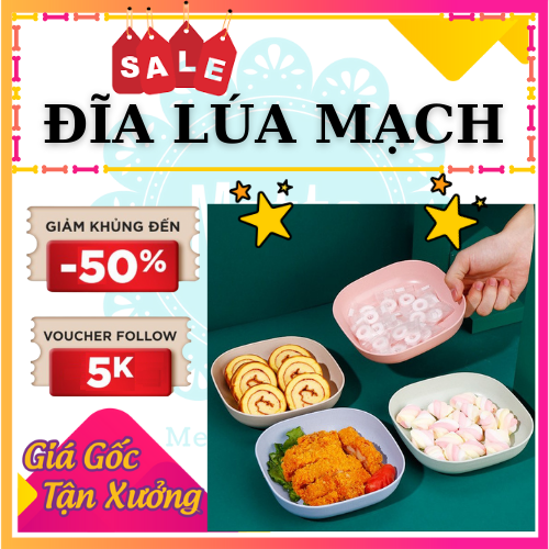 👌 đĩa lúa mạch vuông set 8 👌 dụng cụ nhà bếp 👌 bộ đĩa 👌