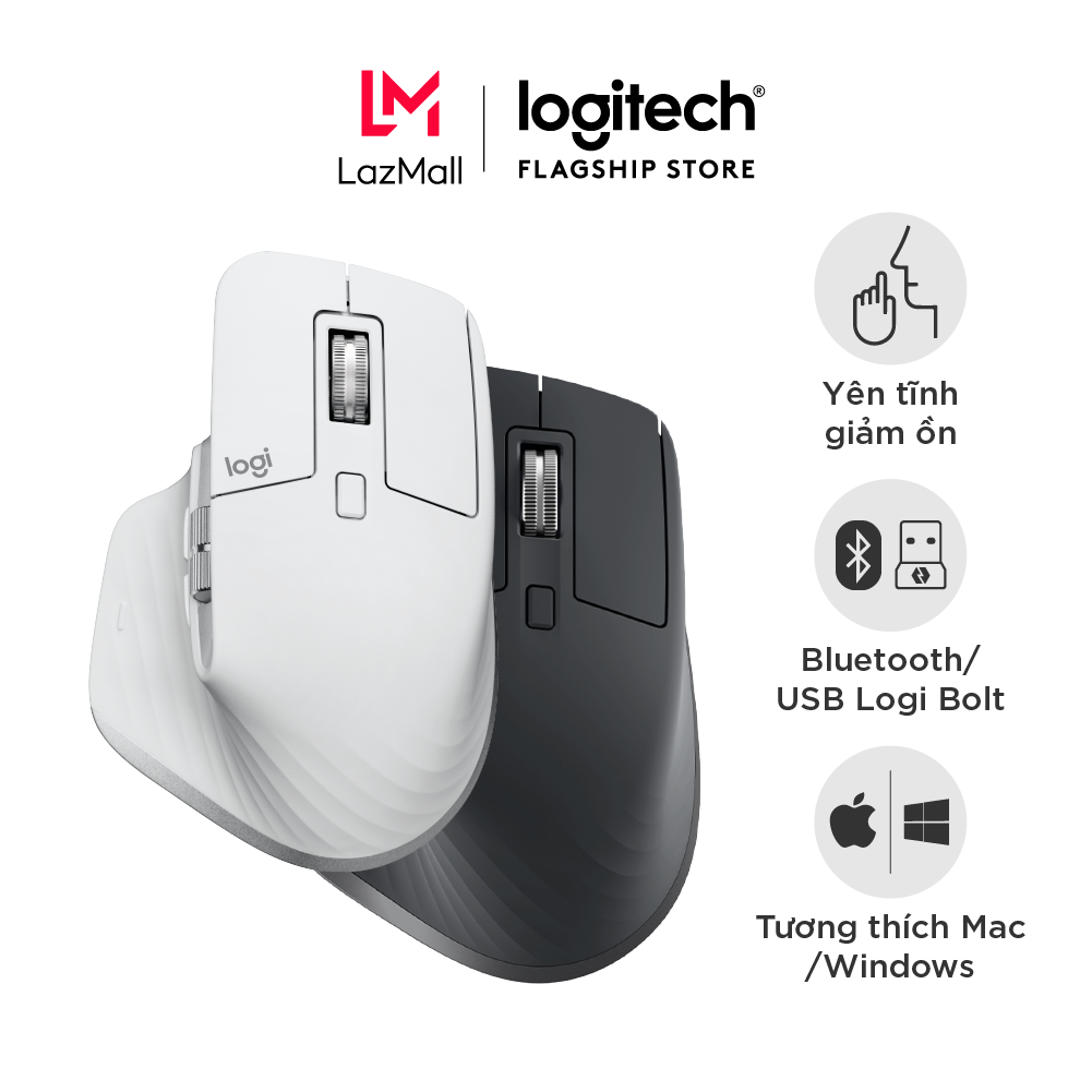 Chuột không dây Bluetooth Logitech MX Master 3s Yên tĩnh, 8K DPI