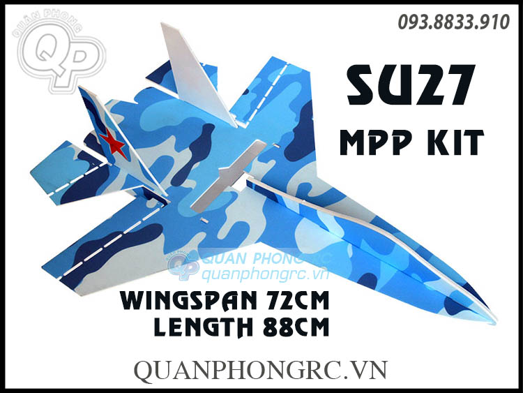 Kit Máy Bay Su 27 MPP Sải 72cm Dẻo Bao Đập (Không Gồm Đồ Điện)