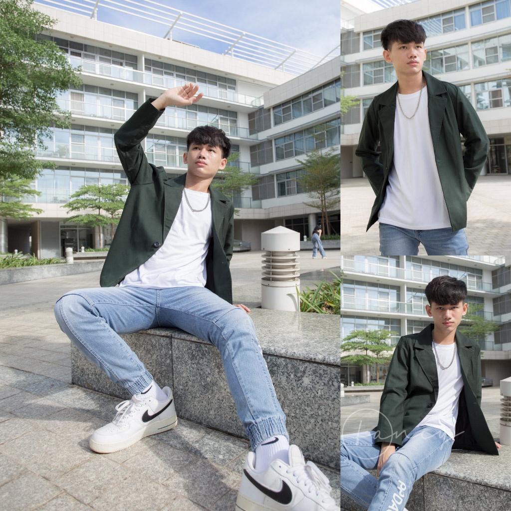 Áo Khoác Blazer Nam Trẻ Trung, Blazer Dáng Rộng 1 Cúc Đơn Giản