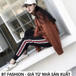 Quần Dài Nữ Thun Phom Rộng Jogger Thể Thao Thời Trang Hàn Quốc - BT Fashion (TT14-BA SỌC XUÔNG) thumbnail