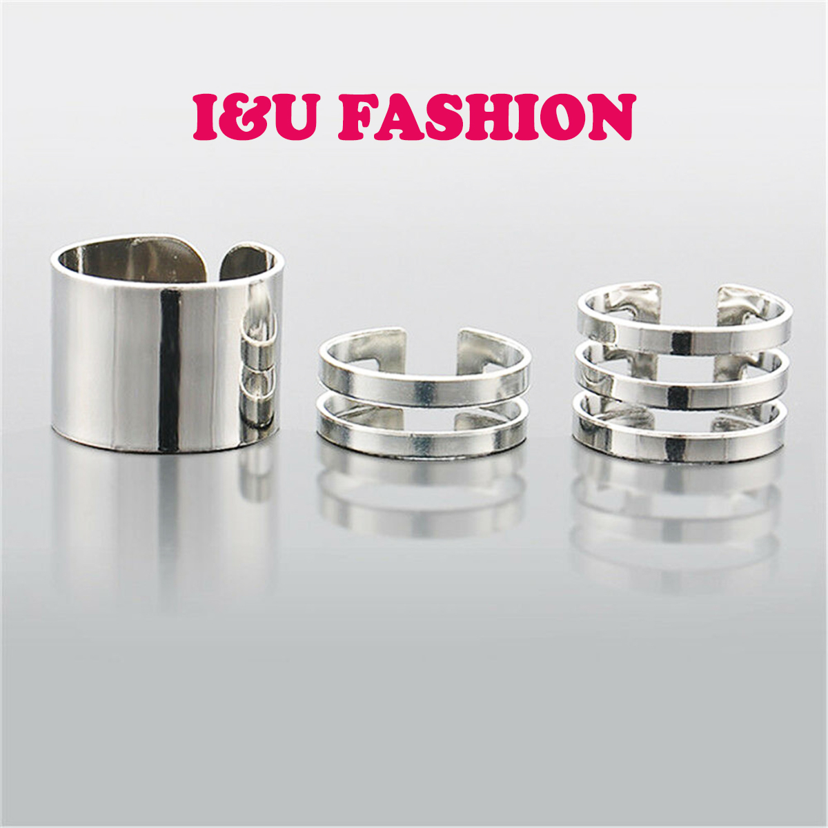 Bộ Combo 3 Nhẫn Trơn Đeo Tay UNISEX Nam Nữ Cá Tính Có Thể Điều Chỉnh Kích Cỡ Màu Bạc Vàng Phong Cách Basic Thời Trang Âu Mỹ  NA-10