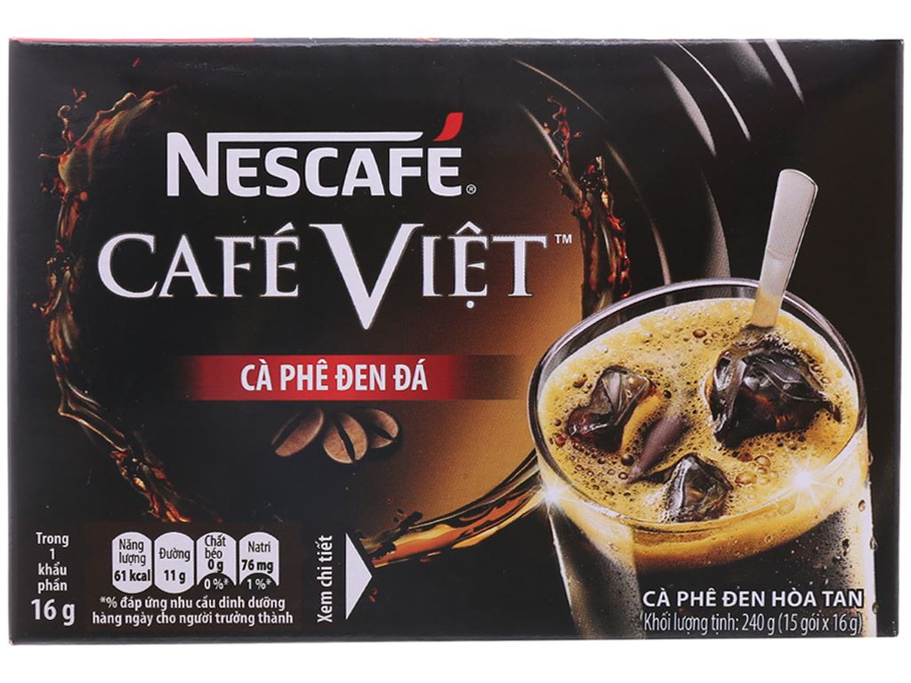 Cà Phê NesCafé Việt Đen Đá Hộp 240g (15 gói x 16g)