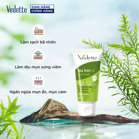 Mặt nạ đất sét Vedette tinh dầu tràm trà (Tea Tree Oil) 80ml