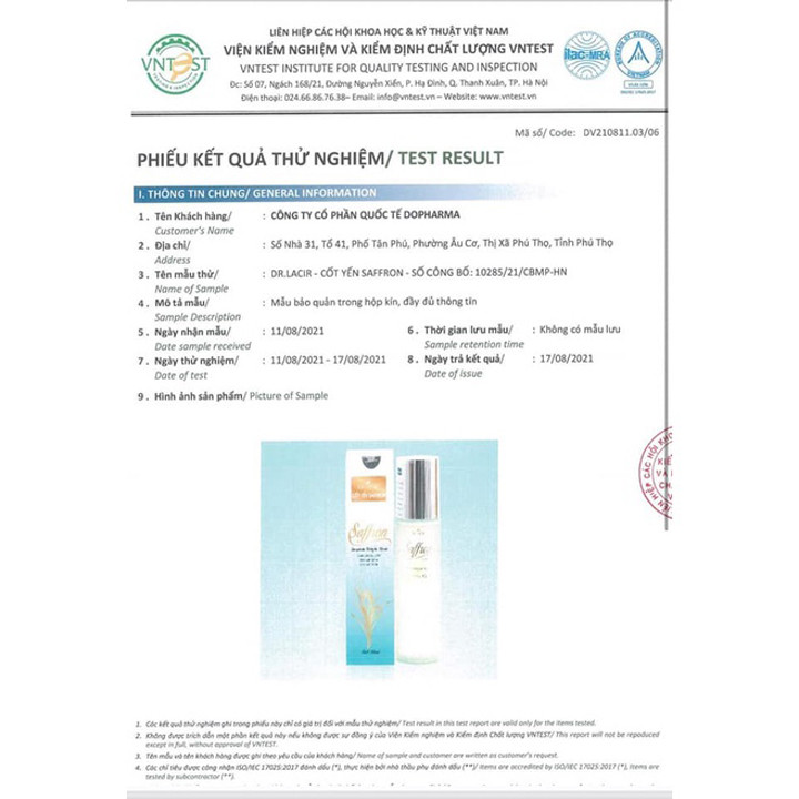 Toner Cốt Yến Saffron Dr Lacir 100ml (SAFFRON ESSENCE CỐT YẾN SAFFRON)