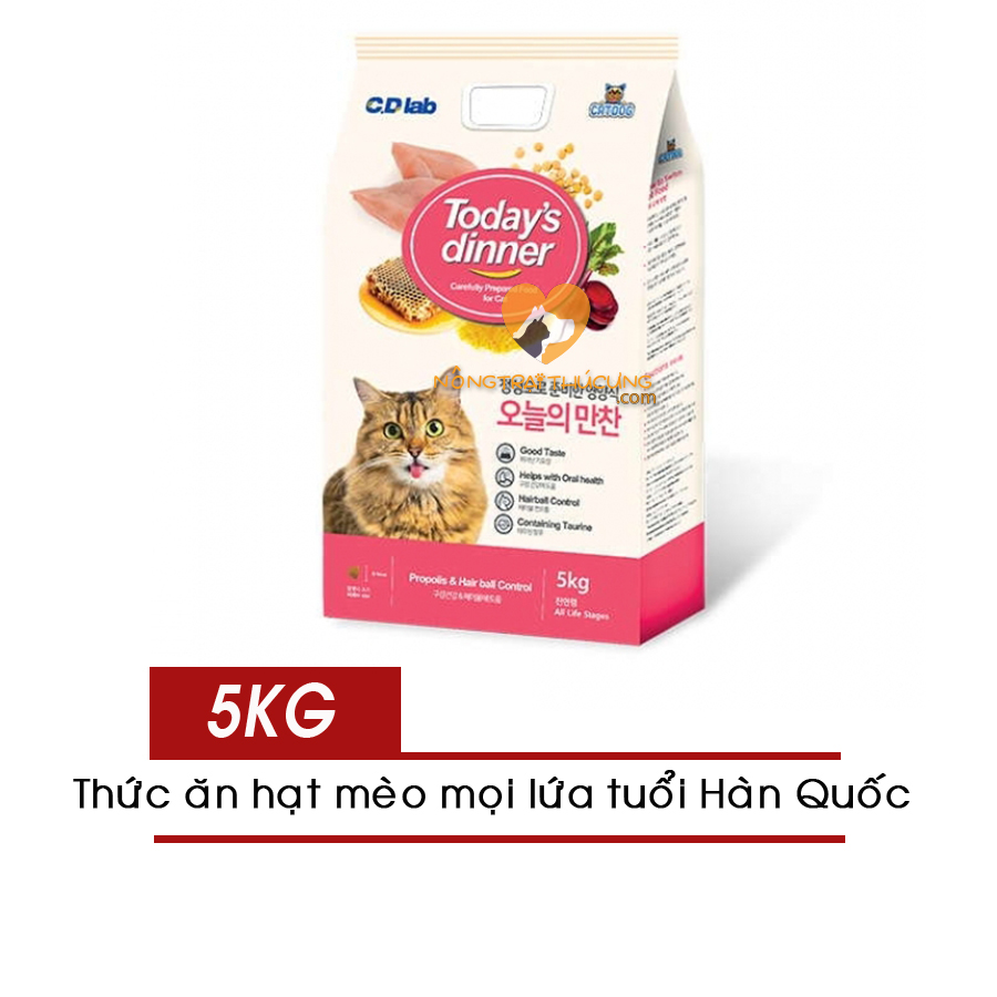 [NEW] Thức ăn Hạt Cho Mèo Today Dinner Hàn Quốc 5KG - Bổ sung Keo Ong giúp mèo tiêu hóa tốt - [Nông Trại Thú Cưng]