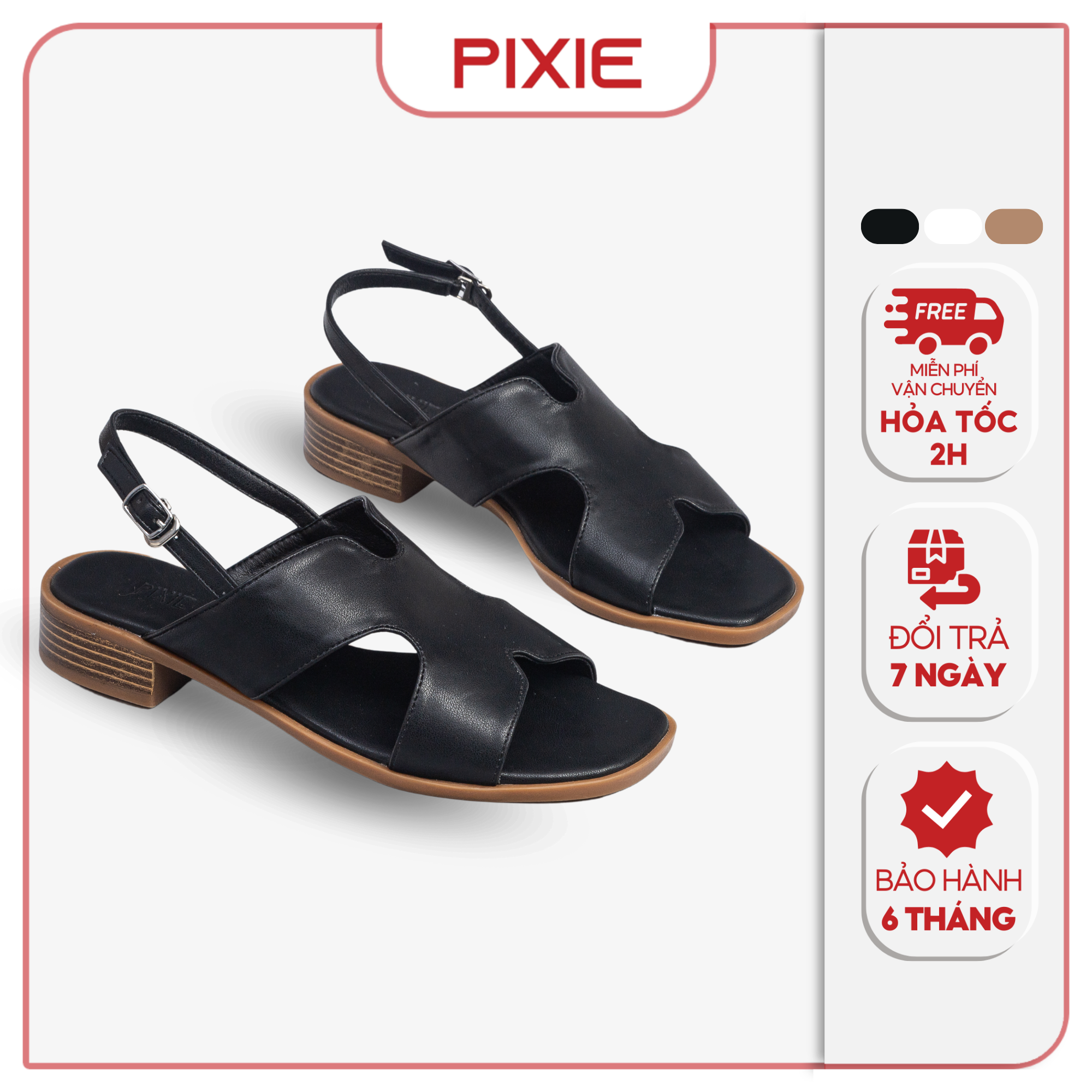 Giày Sandal Cao Gót 3cm Quai Chư X Pixie H212
