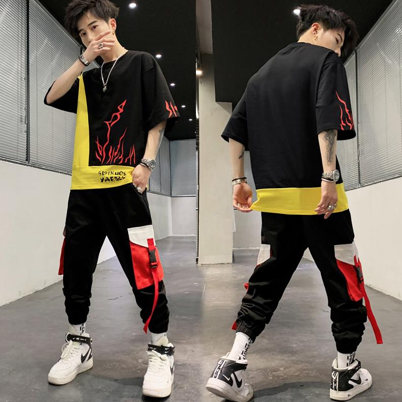 [ Hoàn Tiền Max ] Bộ Quần Áo Thun Nam Ngắn Tay Cổ Tròn YAERS Phối Quần Jogger Túi Hộp Phong Cách Cá Tính Sành Điệu Blue Monday MEN QA 074