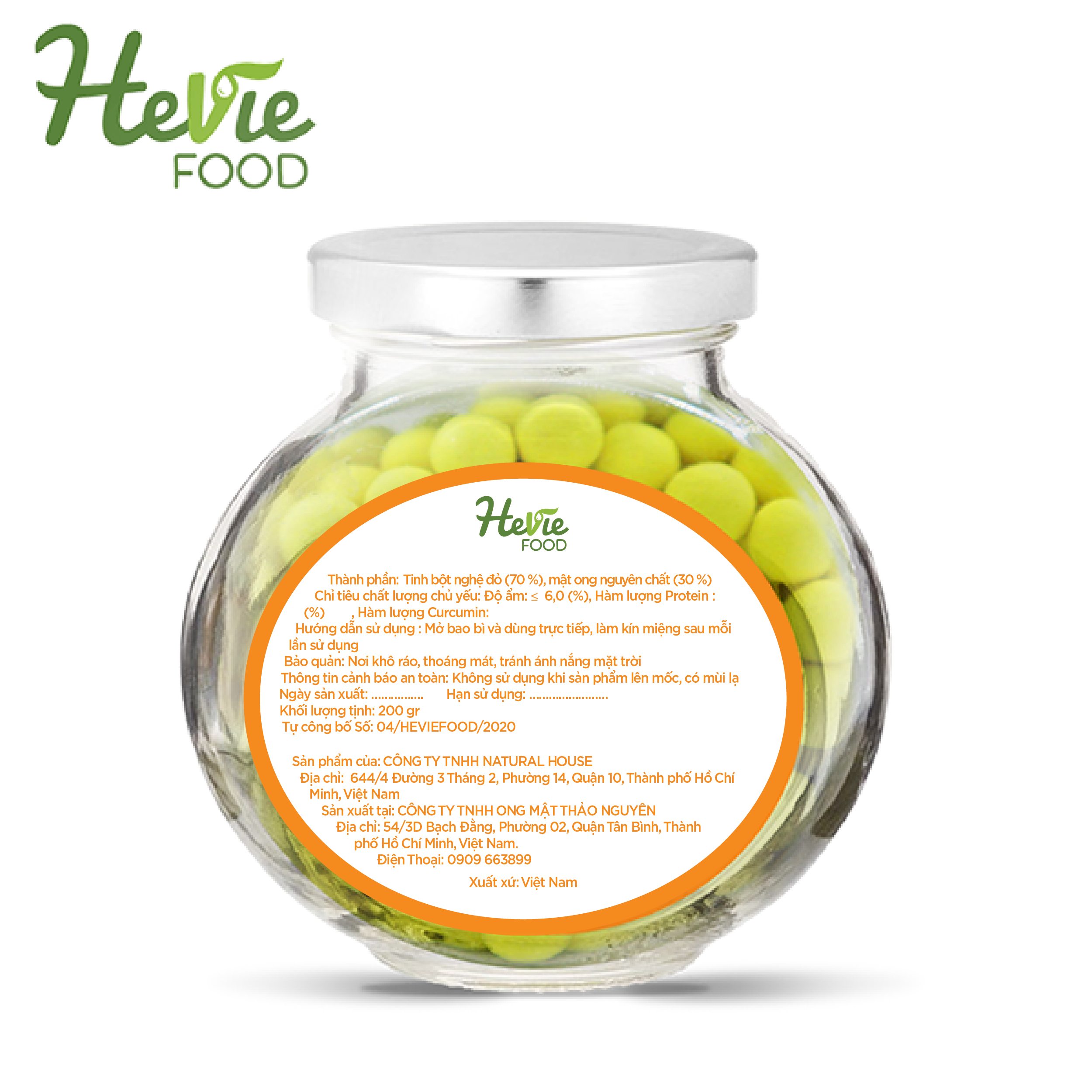 Viên tinh bột Nghệ đỏ mật ong 200g HeVieFood