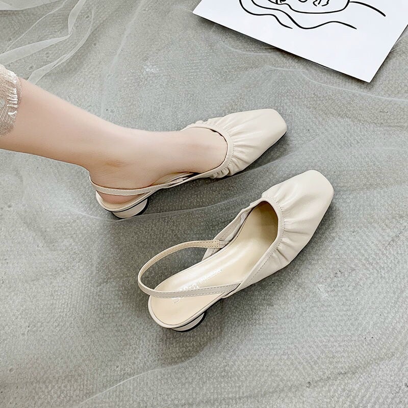 [HCM]Giày búp bê nữ khuyết gót quai chun đế 3cm