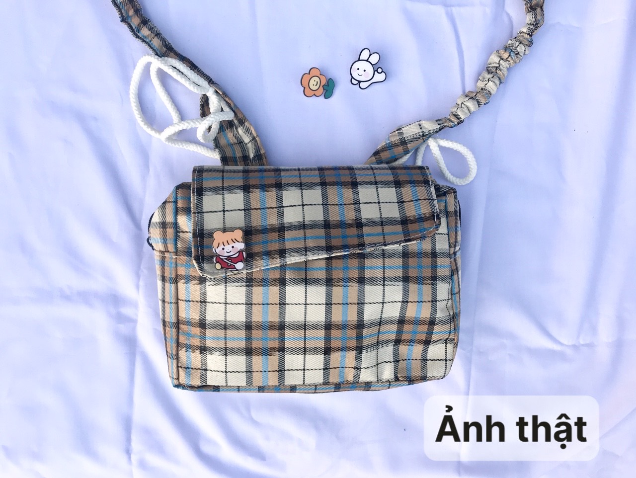 TÚI ĐEO CHÉO RÚT DÂY VẢI KAKI (tặng kèm sticker)