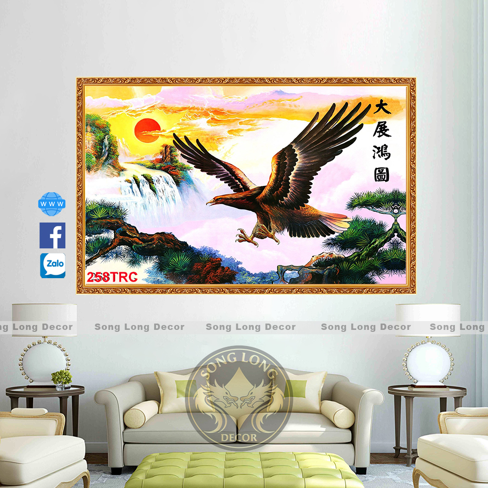 Tranh dán tường 3d đại bàng tung cánh - tranh đại bàng vua bầu trời