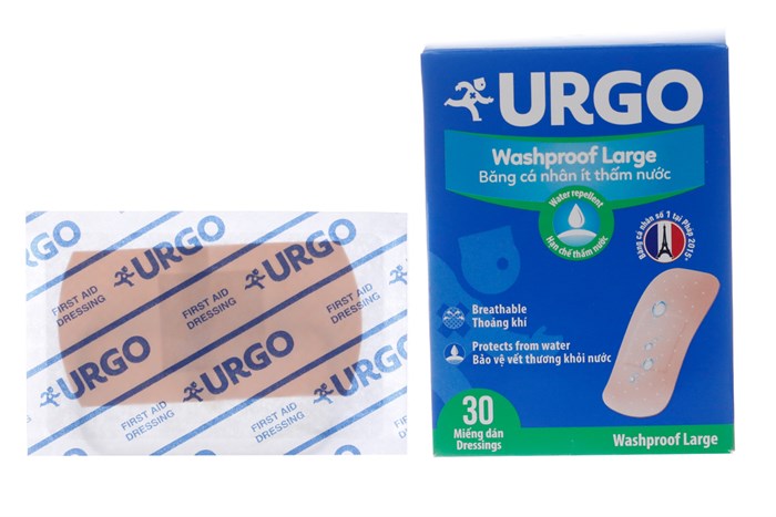 Băng cá nhân urgo ít thấm nước washproof large hộp 30 miếng