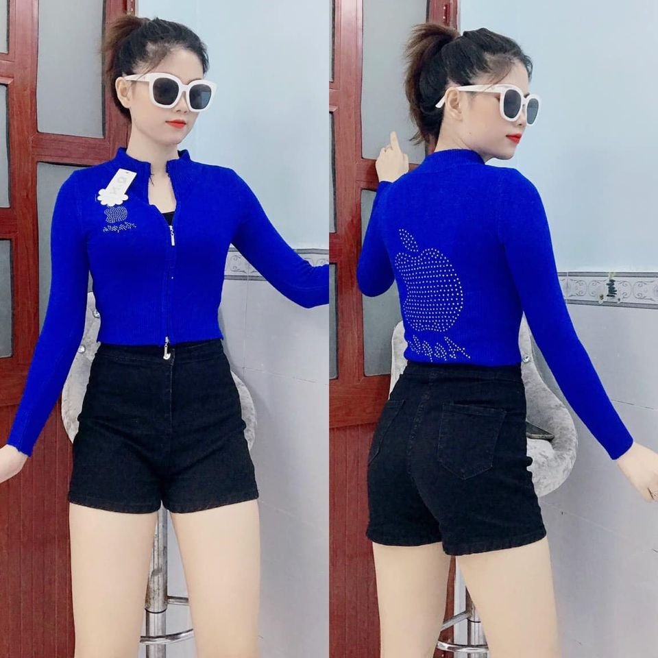 Áo Khoác Len Nữ Dây Kéo Form Lửng Có Nhiều Màu