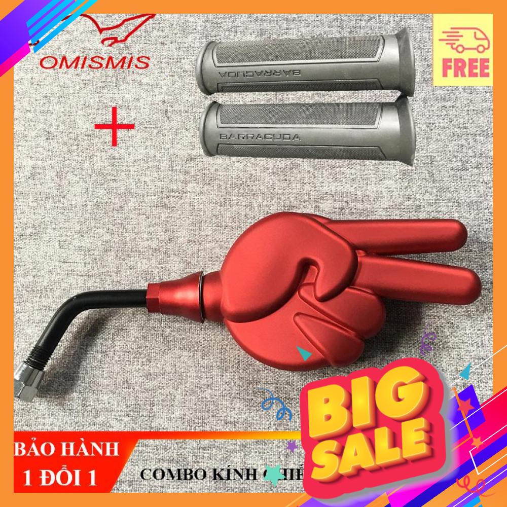 [COMBO GƯƠNG CHIẾU HẬU VÀ BAO TAY] COMBO KÍNH CHIẾU HẬU HELLO KIỂU MỚI ĐI KÈM BAO TAY BARACUDA CAO CẤP MÀU ĐỎ