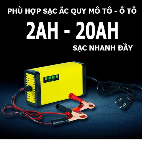 Bộ sạc bình acquy 12v 2A thông minh cho xe máy, kích thước nhỏ gọn tiện lợi, SẠC bình ắc quy 12v, Sạc Acquy 12V 2a Nguồn Xung ổn Định Thích Hợp Sạc Bình Khô Và Bình Nước Từ 2ah-20AH