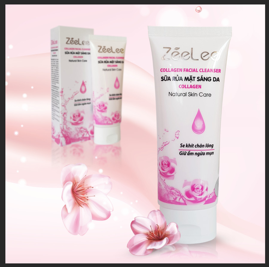 Sữa rửa mặt sáng da, giữ ẩm Collagen Zeelee 100ml E18