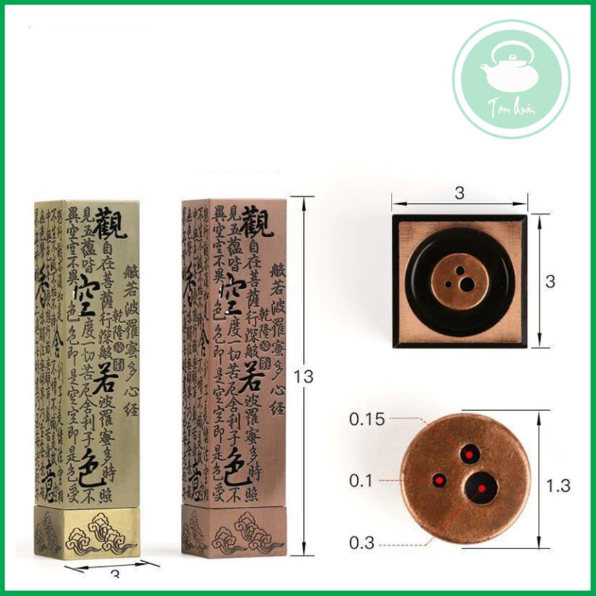 Tháp đồng cắm hương trầm khắc thư tháp