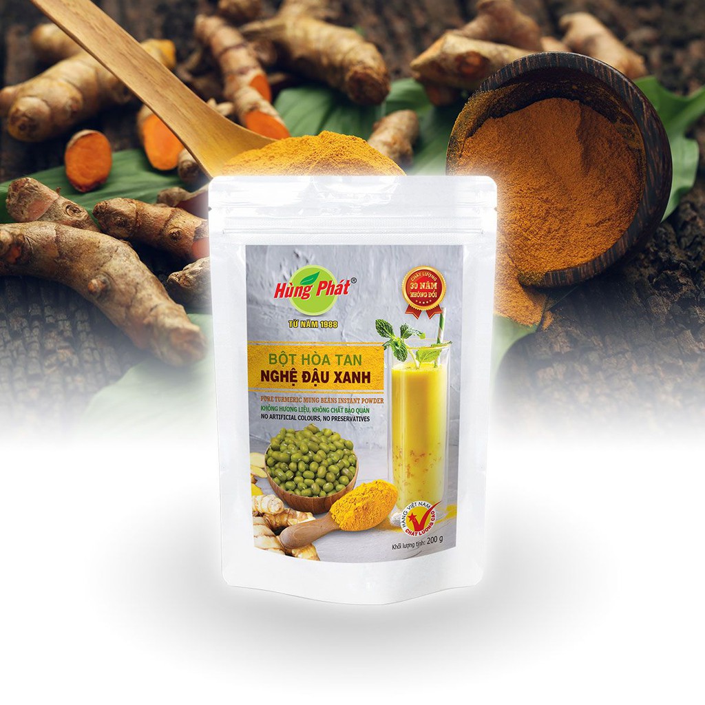 [HCM]Bột Hòa Tan NGHỆ ĐẬU XANH - Trà Hùng Phát