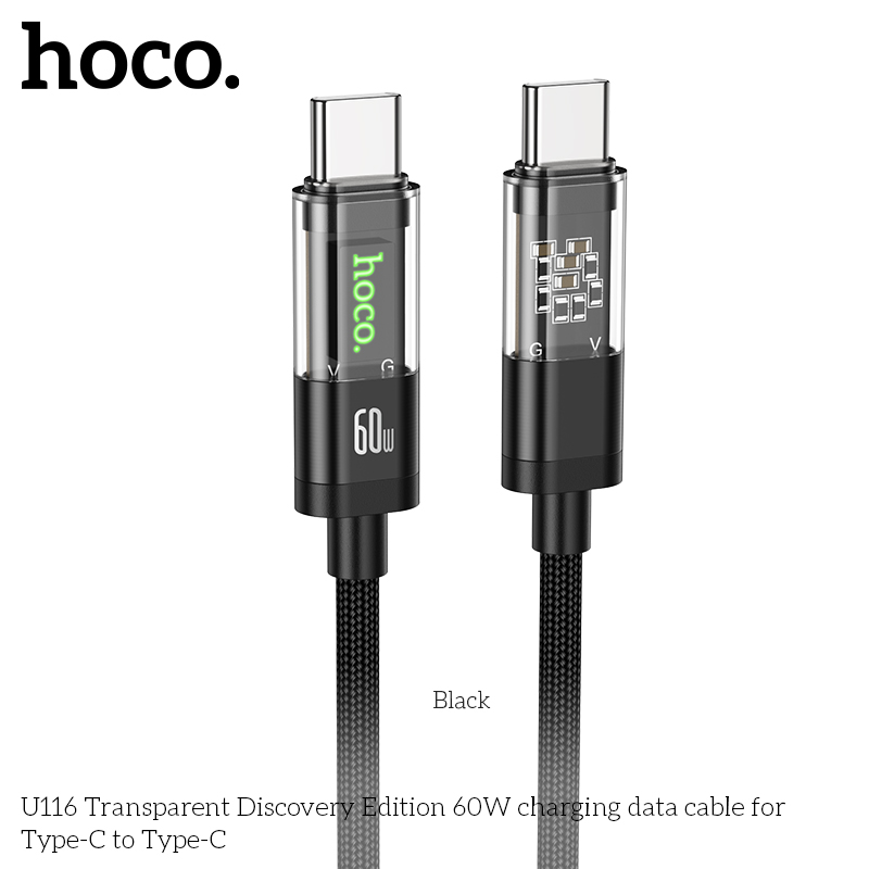 Cáp sạc nhanh hoco u116 cổng typec to lightning 27w / typec to typec 60w dài 1.2m - nhat tin authorised store