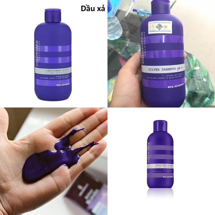 xả tím khử ánh vàng, tóc bạch kim ELGON 300ml