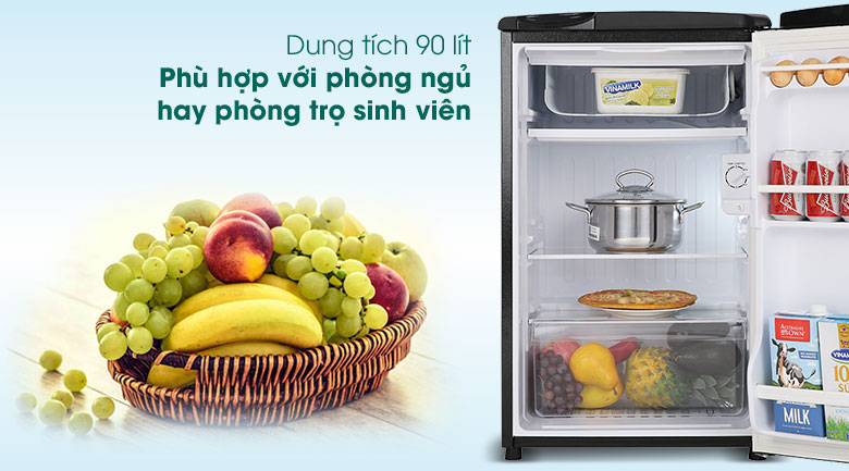 Tủ lạnh mini Aqua 90 lít AQR-D99FA(BS) Khay làm bằng kính chịu lực (Giao hàng toàn quốc, HCM &các tỉnh yêu cầu thanh toán trước trên ứng dụng)