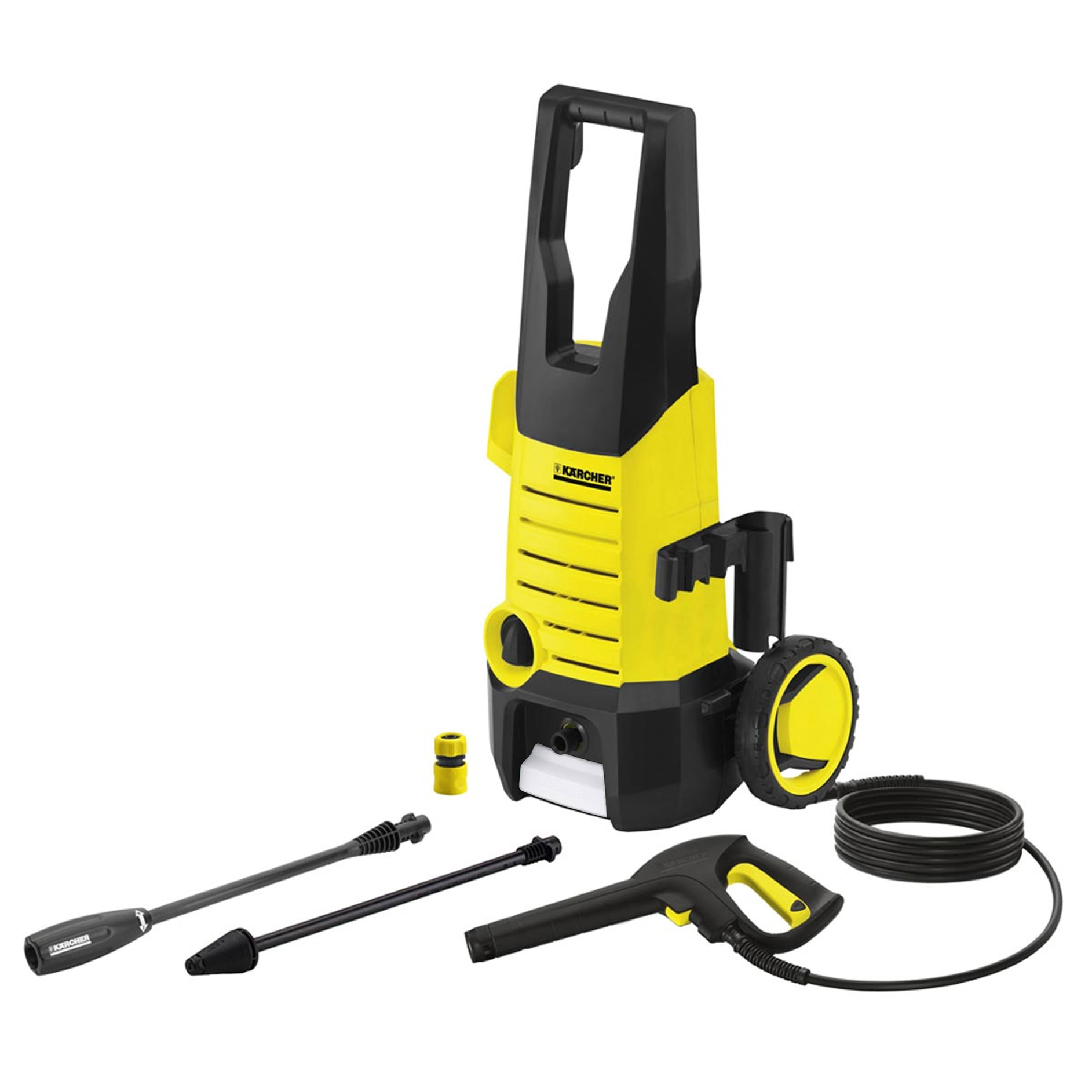 Máy rửa xe mini gia đình có chỉnh áp Karcher K2 360 KAP + Bộ phun bọt & chà sàn