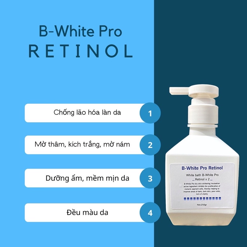 tắm trắng ủ trắng khô B white pro retinol x2