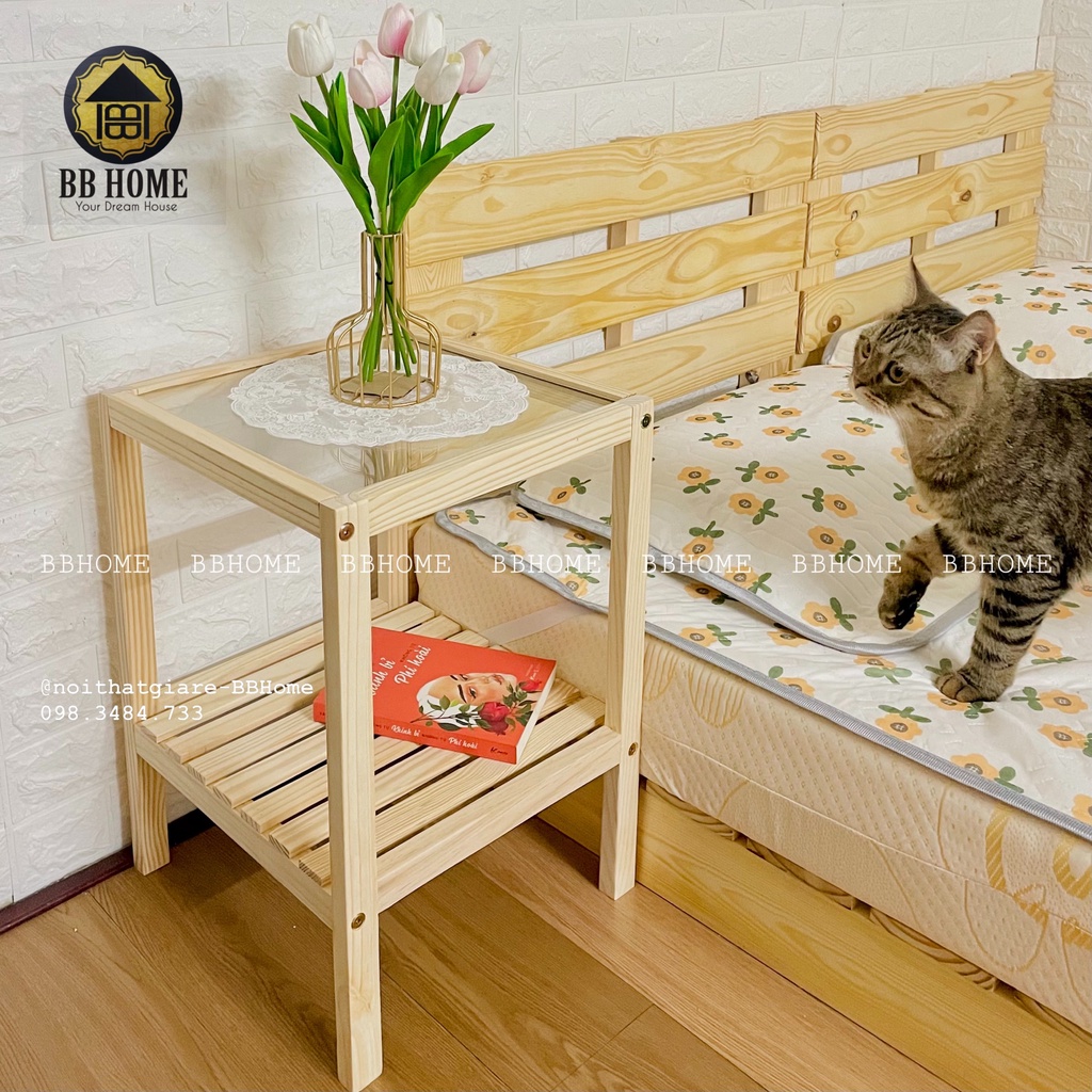 Kệ tab đầu giường BBHome - tab gỗ/kính