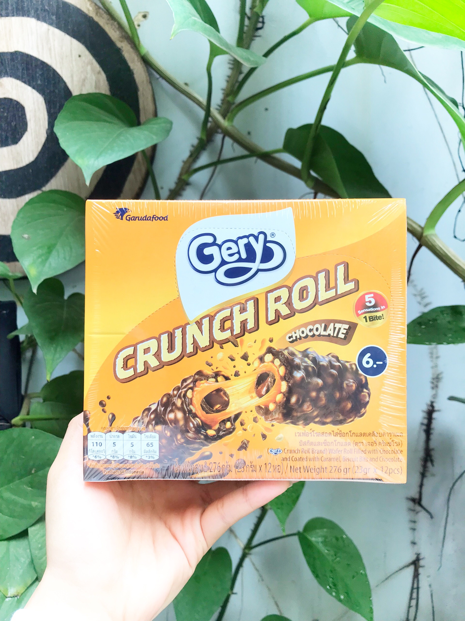 Bánh ỐNG Gery Ống Sôcôla Crunch Roll Chocolate 276g (Hộp 12 cái x 23g vàng)
