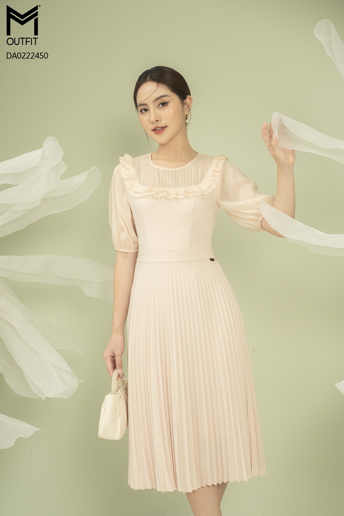 Đầm dáng xòe dập ly, bèo ngực - mmoutfit