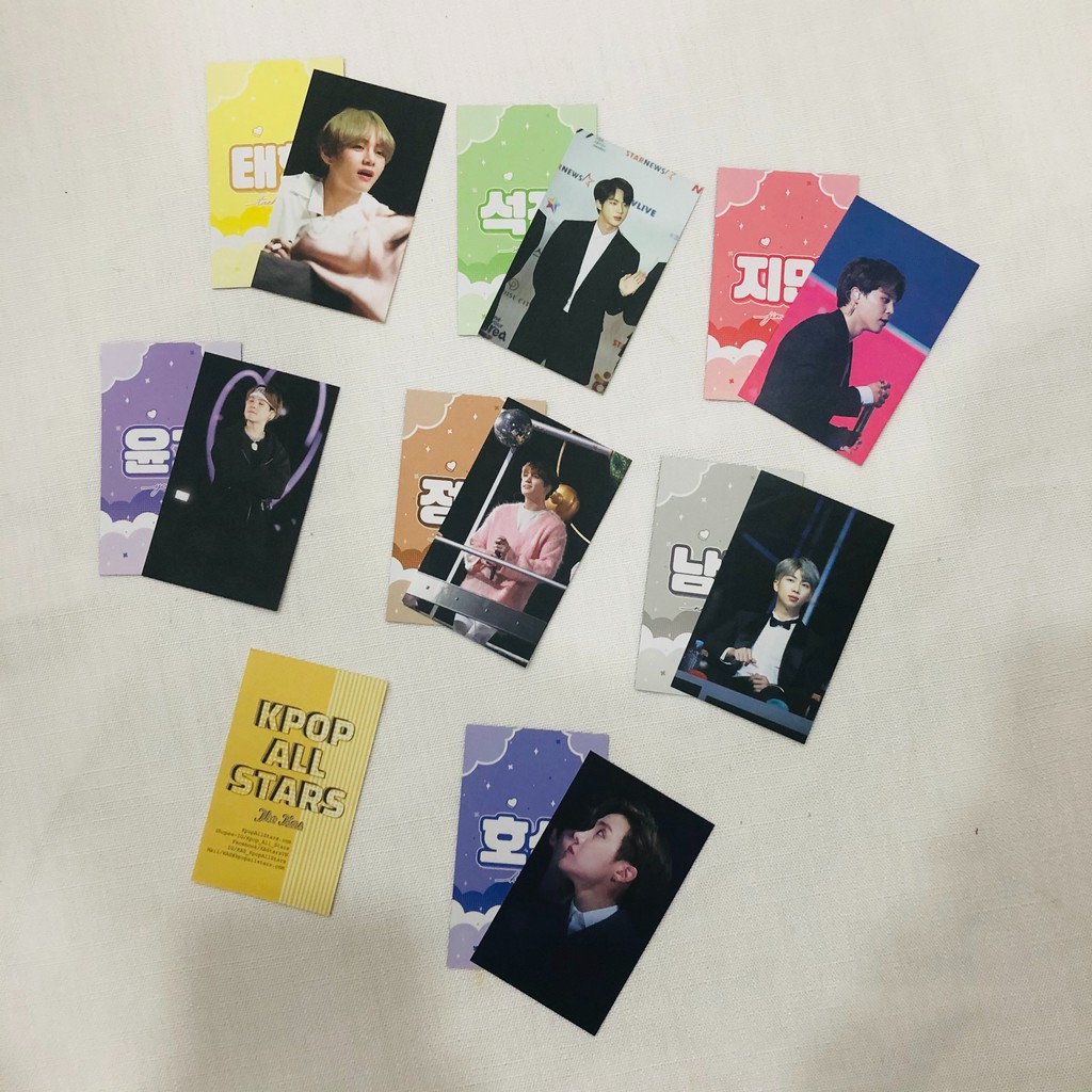 Set 7 tấm card BTS mã T9- 7 thành viên Jin Jimin Suga Jungkook Taehyung Jhope RM để collect hoặc làm sự kiện KAS - KPOP ALL STARS