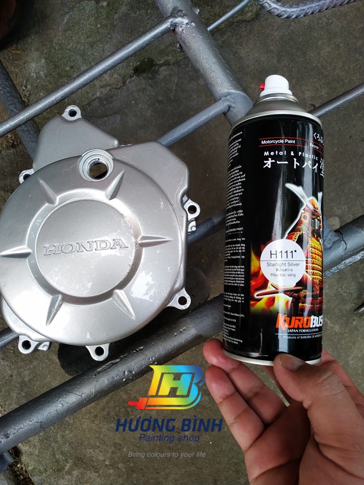 [COMBO] Sơn xịt Samurai màu Bạc Sáng - H111 với bóng K1K (combo lốc máy, chân xe,..)