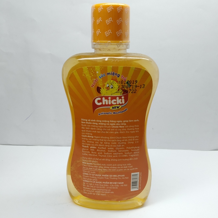 Nước súc miệng trẻ em Chicki - Chai 250ml