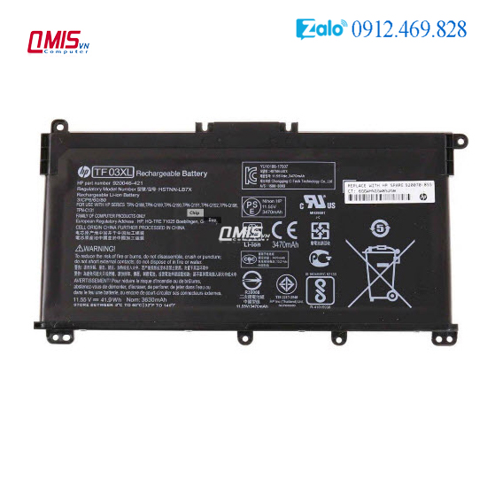 Pin laptop hp pavilion 14-bf 14-bp 14-bk 14-cf 14-df 14-dg 15-cc 15-cd 15-cf 15-cs 15-ck 15-dw 15-cw 17-ar 17-ca 17-dy, 240 245 g5 g7, 250 255 g5 g7, 348 g5, – 15-cd000 tf03xl – 3 cell