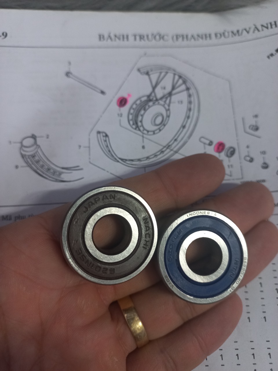 BẠC ĐẠN BÁNH TRƯỚC 6201 : AB , CLICK ,VARIO , SH Ý , PS , DYLAN , VISON ... ( GÍA 1 CẶP )