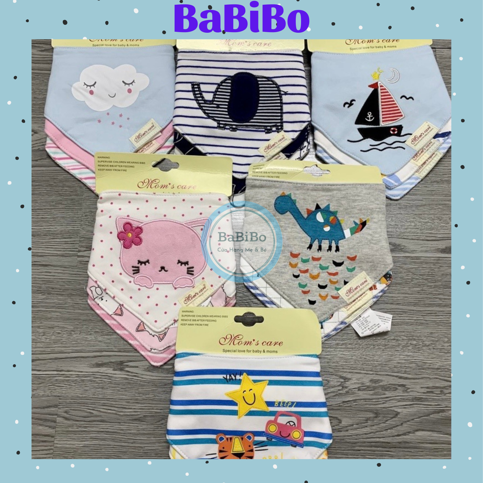 (có bán tách lẻ 1 cái ) Yếm tam giác MomCare Set 3 cái - Babibo