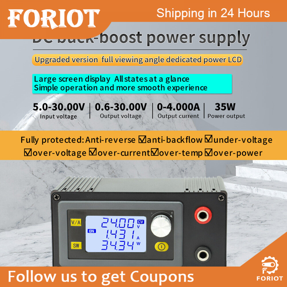 Foriot Bộ Điều Chỉnh DC DC Buck Bộ Chuyển Đổi Tăng Áp Điện Áp Biến Bộ Nguồn Phòng Thí Nghiệm Điều Chỉnh Điện Áp Điều Chỉnh Được 0.5-30V 4A