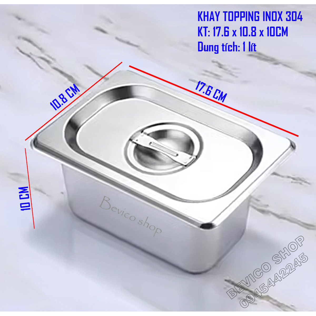 Khay inox đựng thạch topping, đựng thực phẩm (nhiều size)