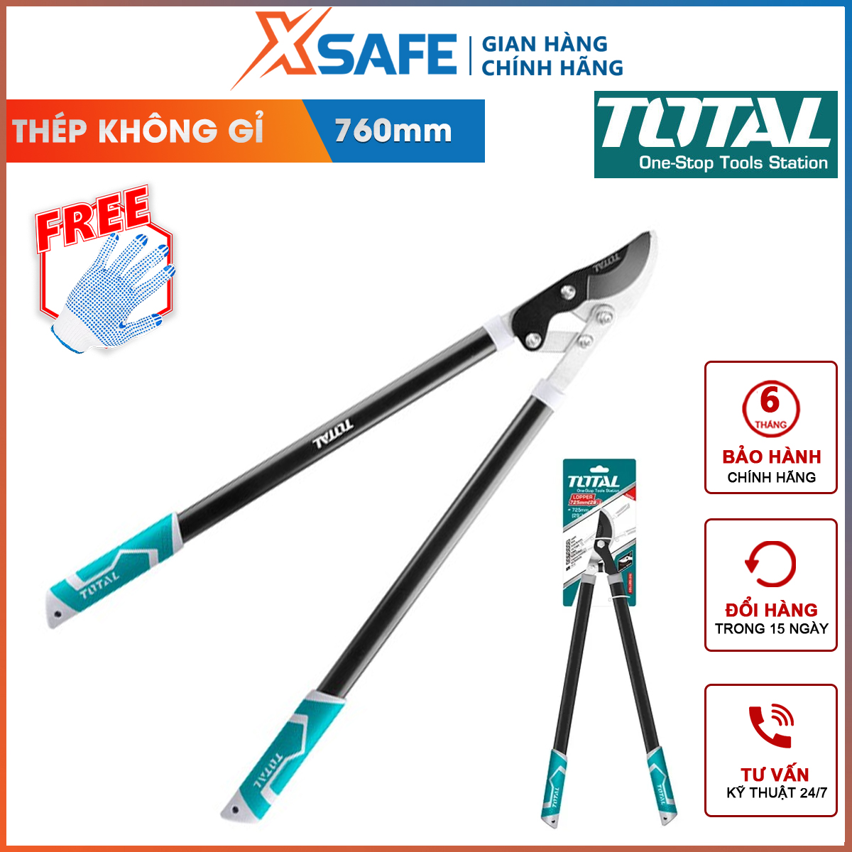 Kéo cắt tỉa cây TOTAL THT1527401 | kéo cắt tỉa cành cây chất liệu bền - dễ sử dụng - kéo cắt tỉa cây hàng rào - kéo cắt cành