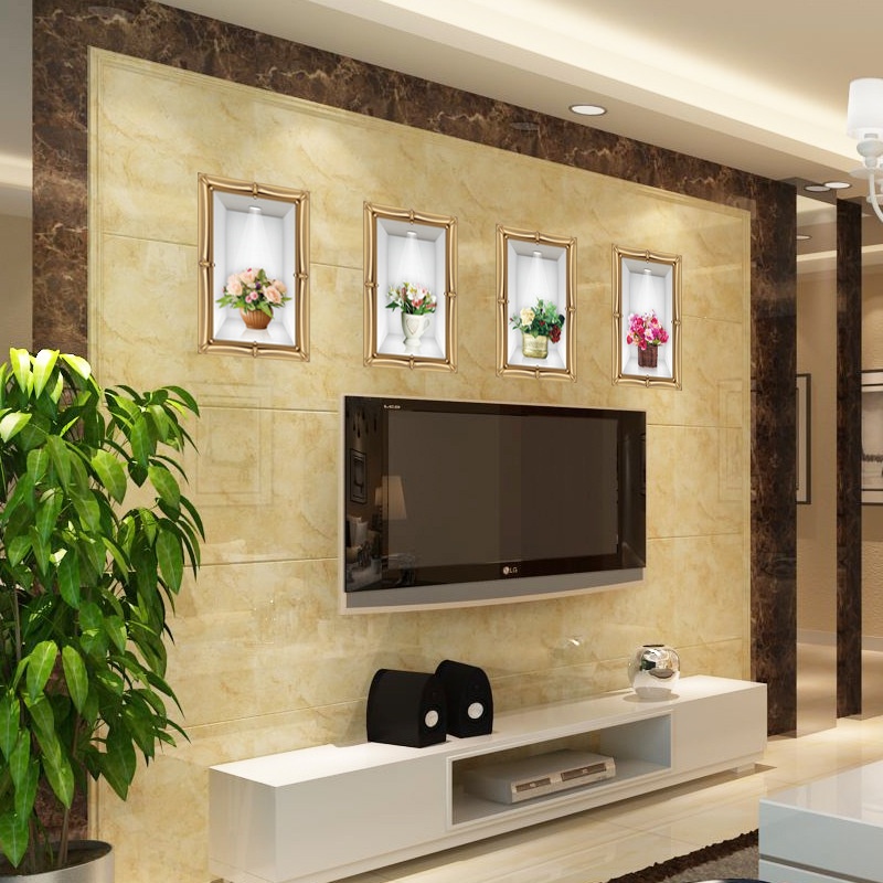 Decal dán tường 4 ô cửa 3D trắng SK 9083