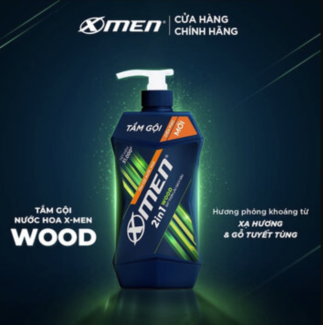 Dầu Tắm Gội Hương Nước Hoa 2in1 XMen Wood 650g