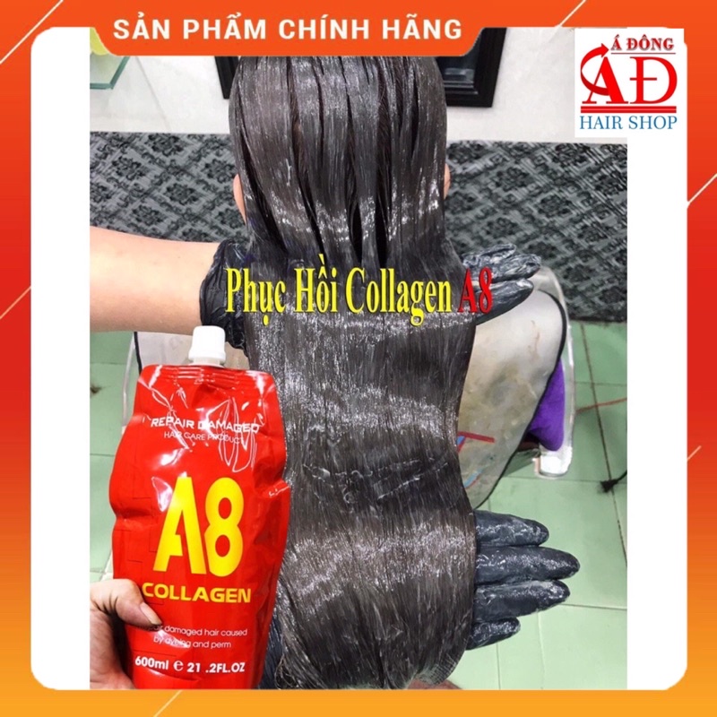 DẦU HẤP Ủ TÓC COLLAGEN A8 PHỤC HỒI SIÊU MƯỢT (ĐỎ) 600ML
