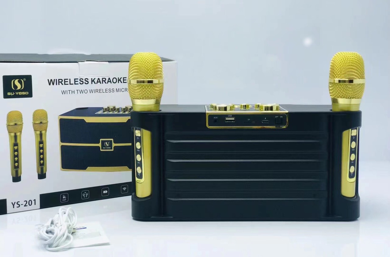 [ Loa di động Hót Nhất 2021]Mic Hát Karaoke cao cấp,Loa Bluetooth Karaoke SU-YOSD YS-201 (Kèm 2 Micro Không Dây)