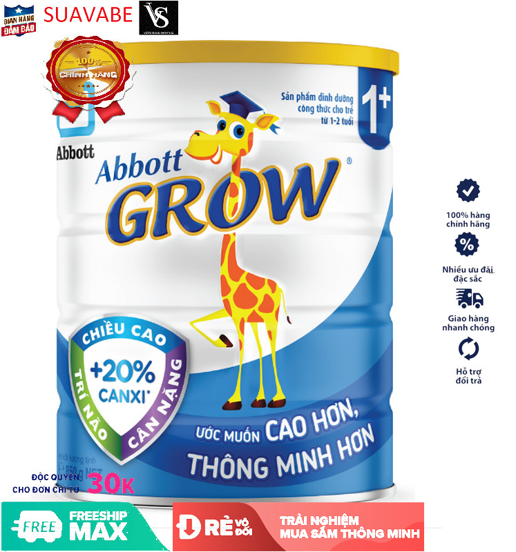 Sữa Abbott Grow 1+ 850g (1-2 tuổi) (Tên cũ: Abbott Grow 3 900g)