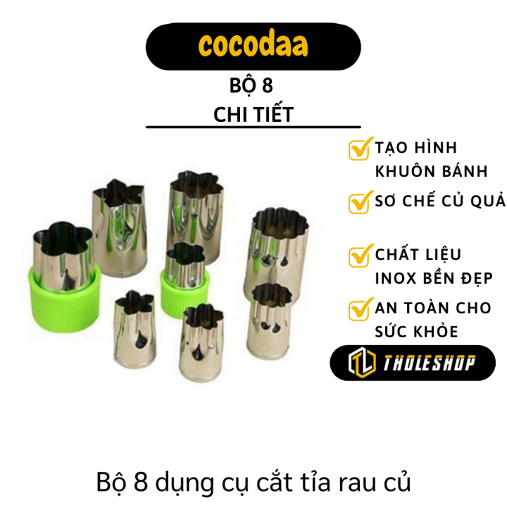 Tỉa rau củ - Bộ dụng cụ cắt tỉa rau củ quả 8 món đa năng - Khuôn tạo hình rau củ quả tiện dụng